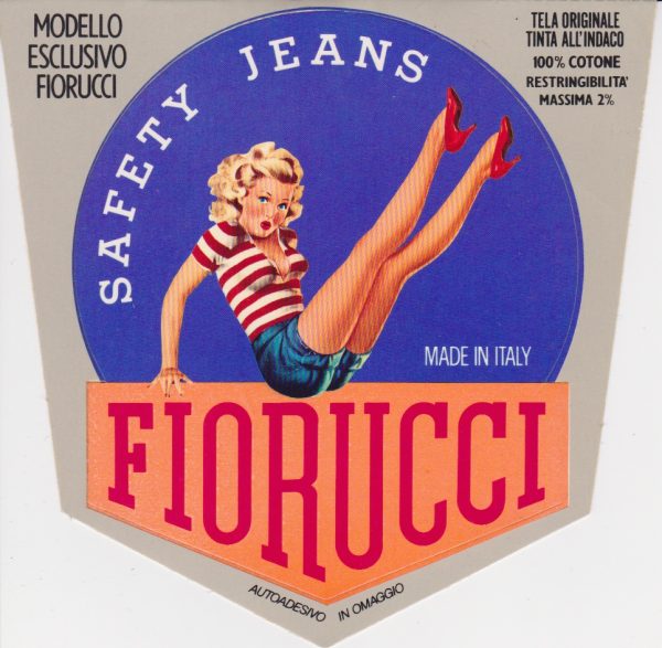 Anni 70/80 - Autoadesivo in omaggio con l'acquisto jeans. Modello esclusivo Fiorucci